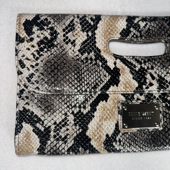 Nine West Snakeskin Envelope Purse Hand Bag Clutch Animal Print - Picture 3 of 9